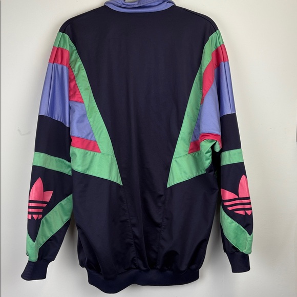Vintage retro Adidas tracksuit jacket | M | Navy/Pink/green 90s rare Trefoil - Picture 6 of 9